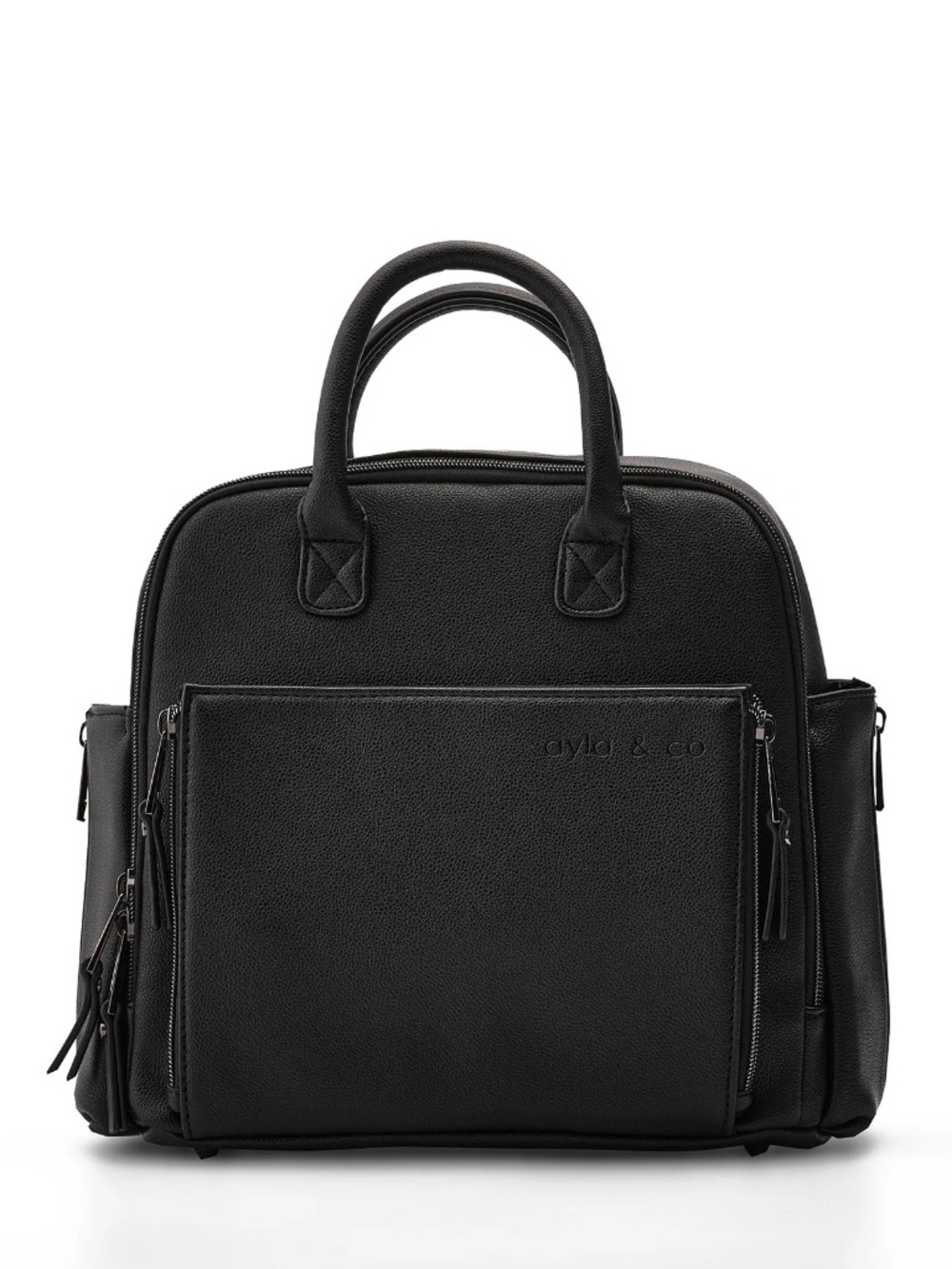 Ayla & Co. Mini Convertible Diaper Bag - Black Vegan Leather- NEW